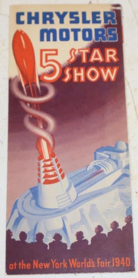1940 New York Worlds Fair Chrysler Motors 5 Star Show Brochure Pamphlet (1 of 3)