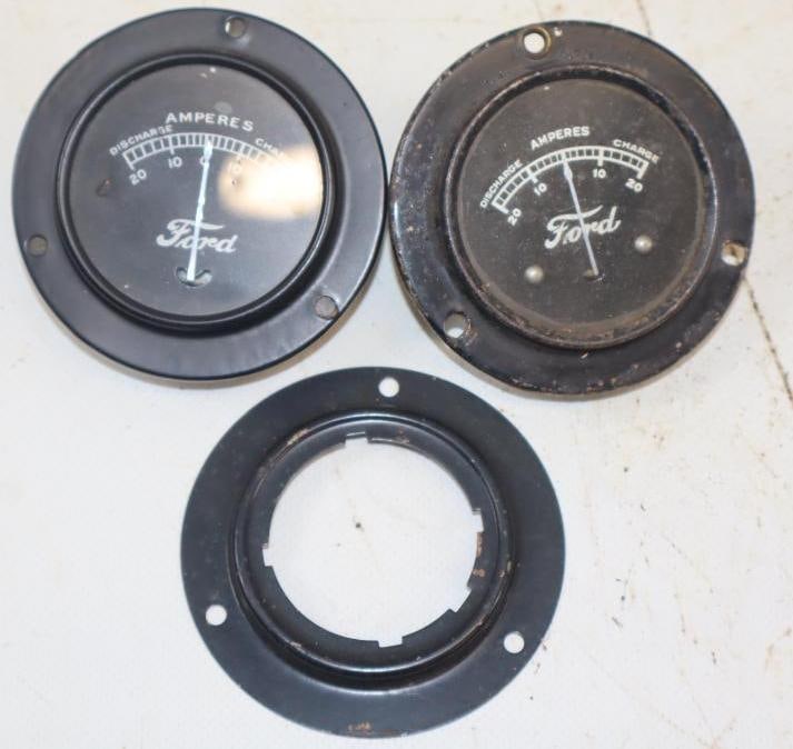 Group of 2 Ford Amperes Gauges: Largest is 3x3x3.25