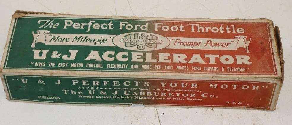 1920s You And J Accelerator for Fords In Original Box: 14.5x4x3