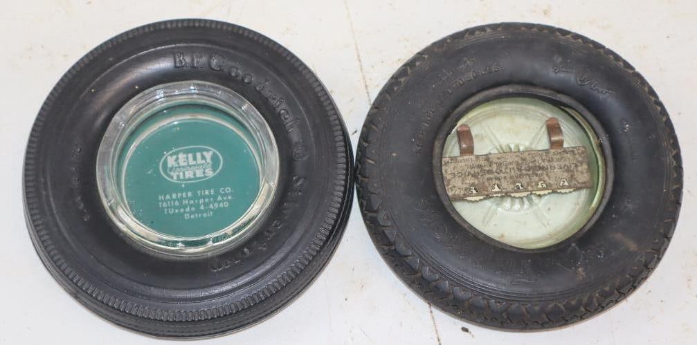 Group of 3 Tire Ash Trays and Oil Change Miles Reminder: Largest is 6x6x1.5