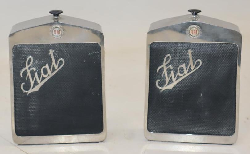 Pair of Fiat Radiator Shaped Bookends: 4.5x4.5x6 Each