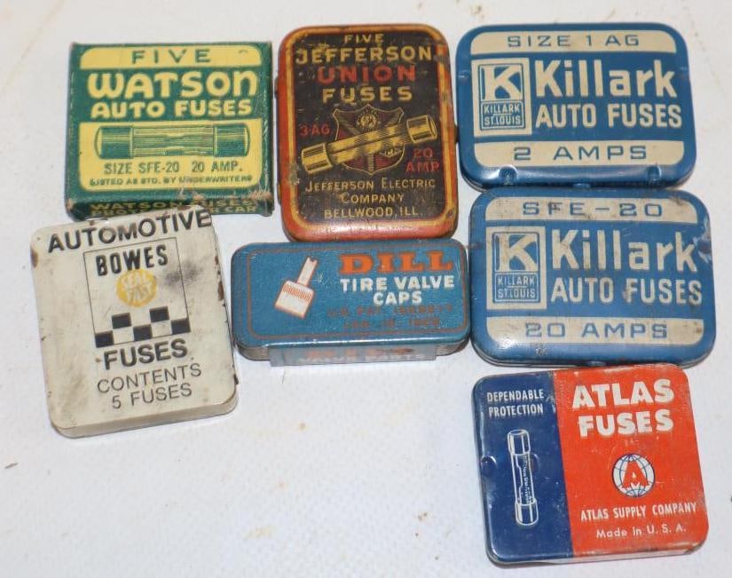Group of 7 Automobile Fuse and Tire Valve and Tins (1 of 4)