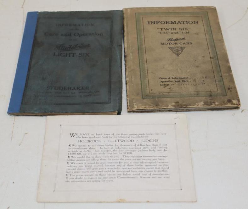 Group of 3 Packard, Studebaker, Judkins Operation Manuals And Automobile Sale Book (1 of 4)