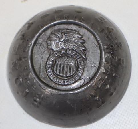 Stonewall Babbitt with Indian Chief Automobile Hubcap: 3x3x1