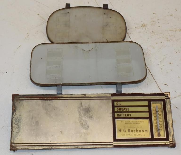 Group of 3 Sun Visor Clip on Mirrors With Oil Change Reminders: Largest is 10x3.5