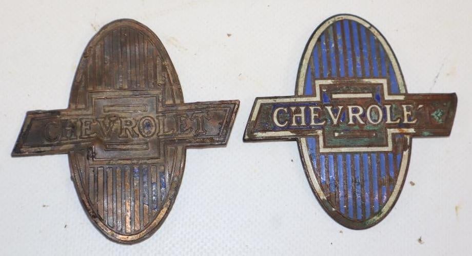 Group of 2 1929-1932 Chevy Cloisonne Radiator Emblems: 3x3 Each