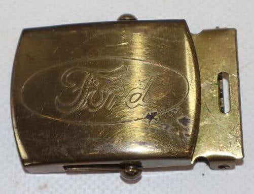 Ford Script Brass Belt Buckle: 2.25x1.5