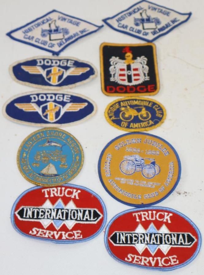 Group of 10 Dodge, International and Car Club Shirt Patches: Largest is 4x2.75