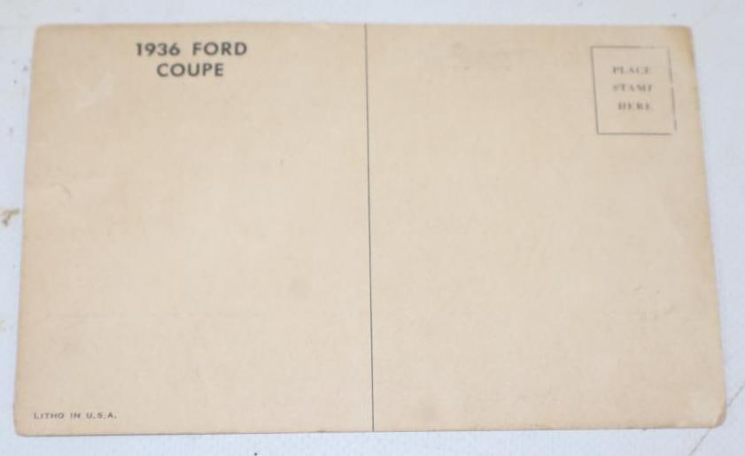 1936 Ford Coupe Unused Post Card - 2