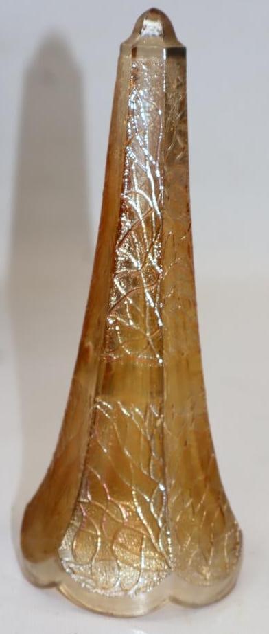 Merigold Carnival Glass Early Automobile Flower Vase: 2.75x2.75x7