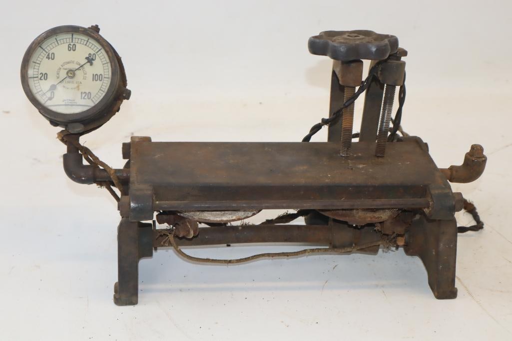 Early Automobile Steam Pressure Tester Machine: 14.5x6x8