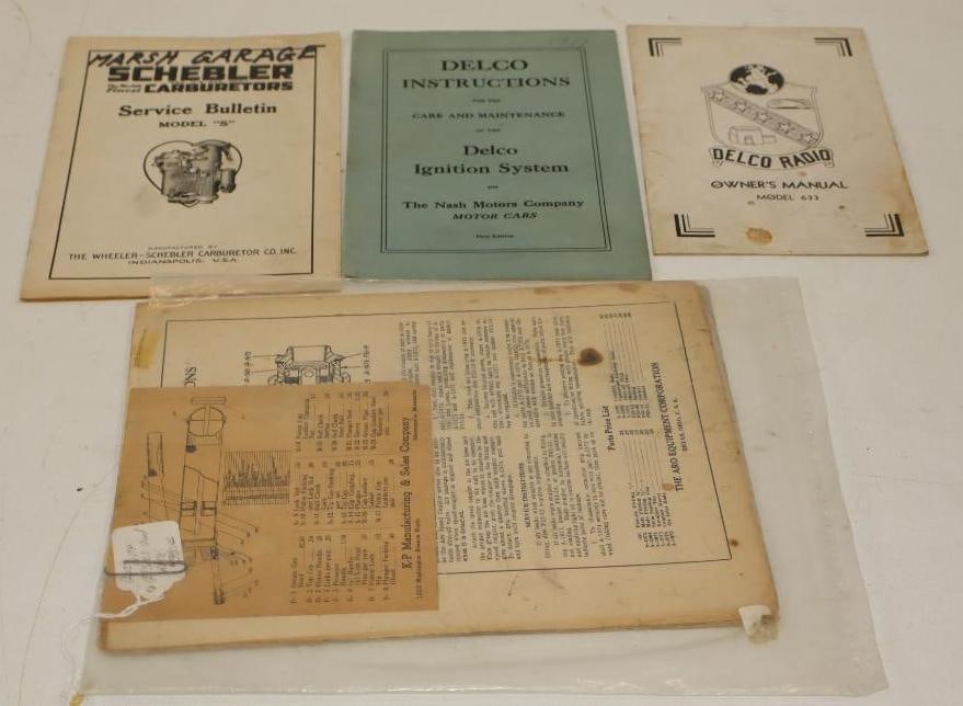 Group of 4 Early Automobile Delco Schebler Owner Booklets and Diagrams (1 of 5)