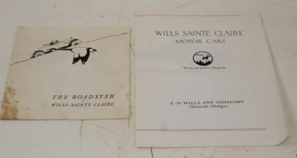 Group of 2 1920s Wills Sainte Claire Dealership Automobile Brochures: Largest is 8.5x11
