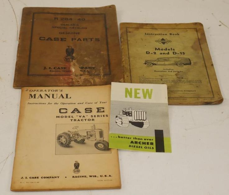 Group of 4 Case, International and Archer Operators Manual Parts Catalog and Brochure: Largest is 7.5x9.5