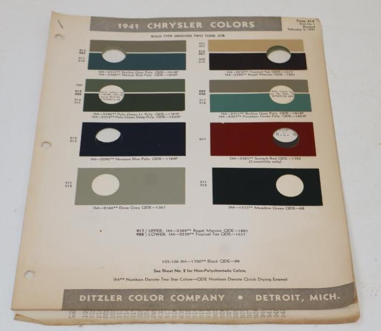 1941 Chrysler Color Combination Samples (1 of 4)