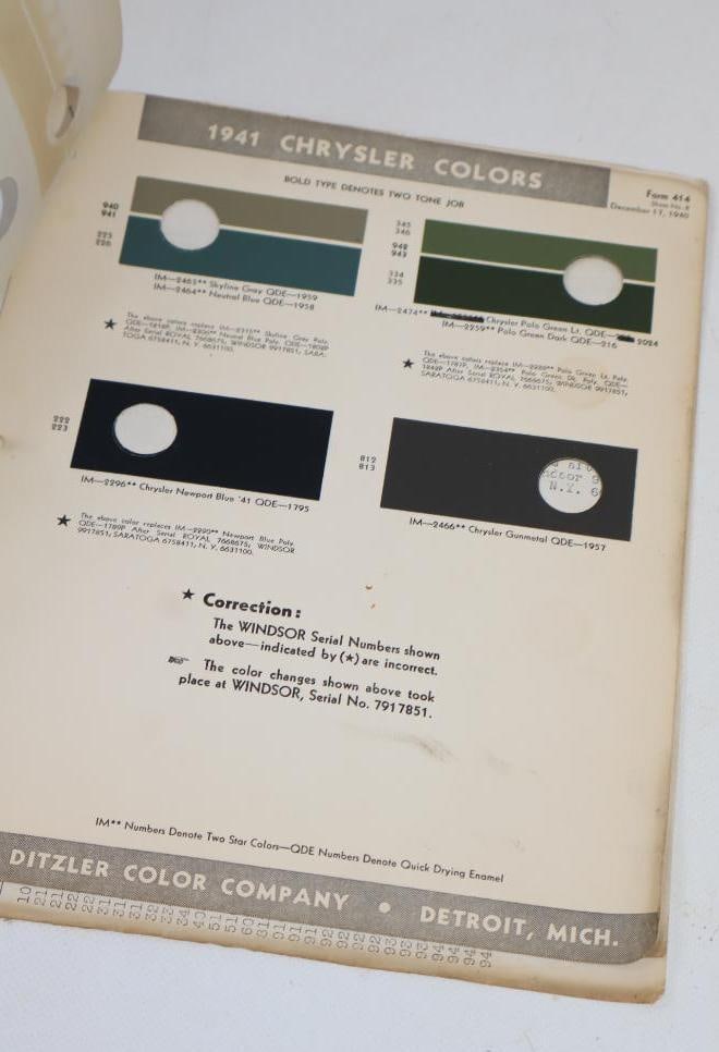1941 Chrysler Color Combination Samples - 2
