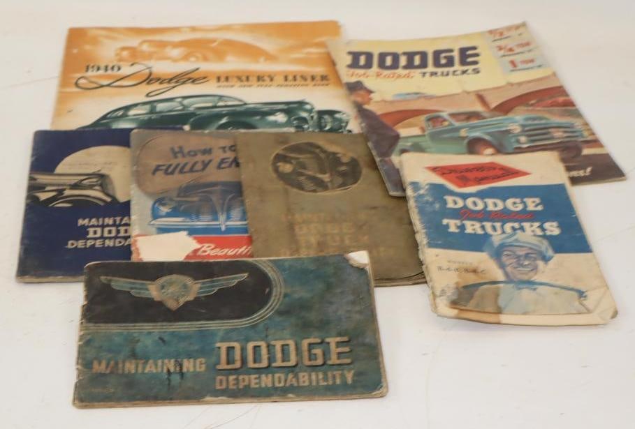 Group of 7 Dodge and Plymouth Manuals and Brochures: Largest is 8.5x11