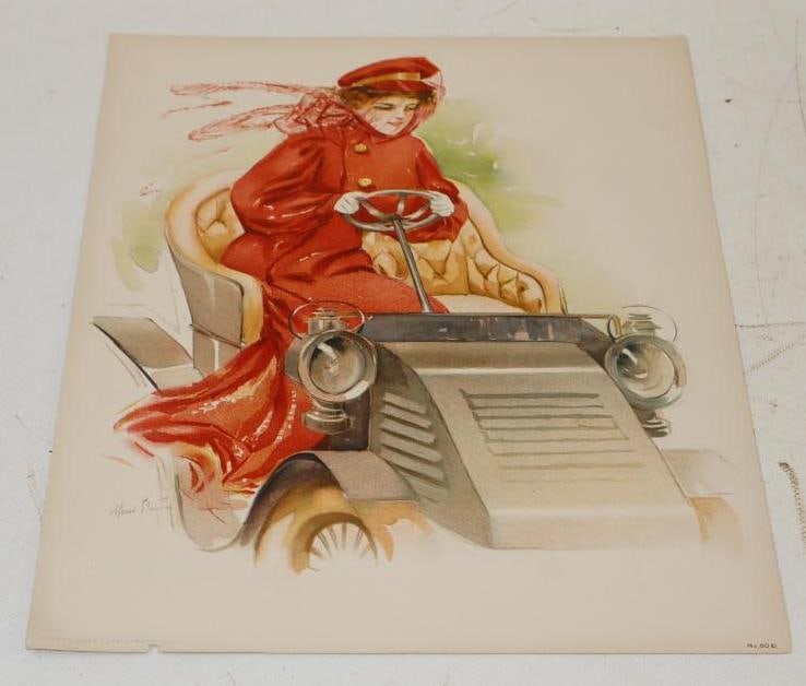 1908 "Automobile Sports Girl" Litho Print By Maude Strumm (1 of 2)