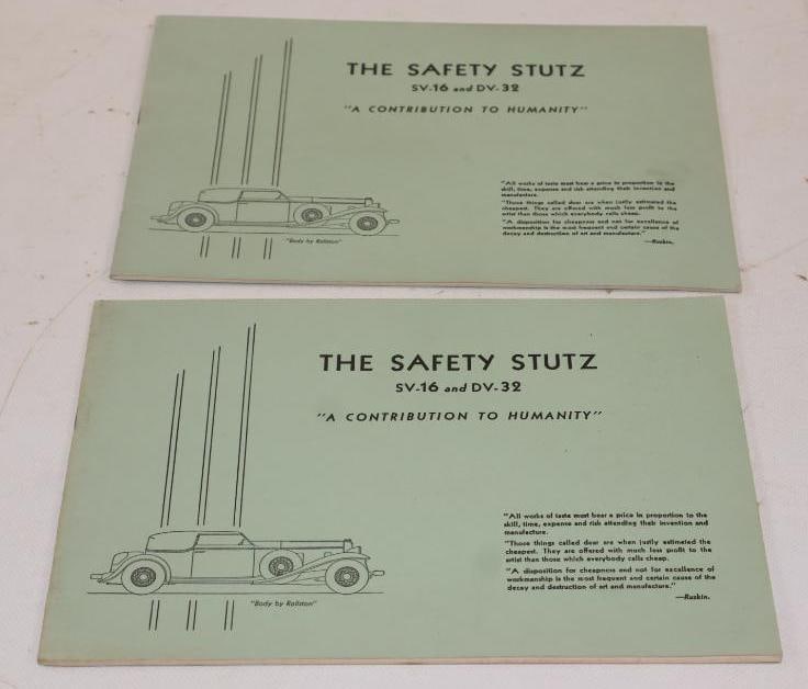 Group of 2 1920's Stutz SV-16 And DV-32 Reproduction Dealership Brochure Books (1 of 4)