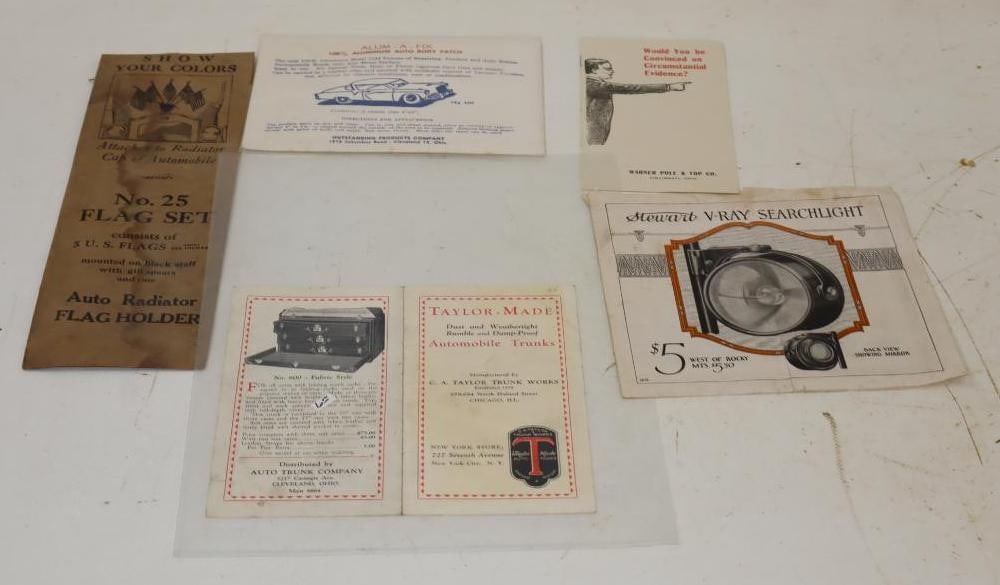 Group of 5 Early Automobile Seach Light, Trunk Alum-A-Fix And Other Advertising Booklets And (1 of 6)