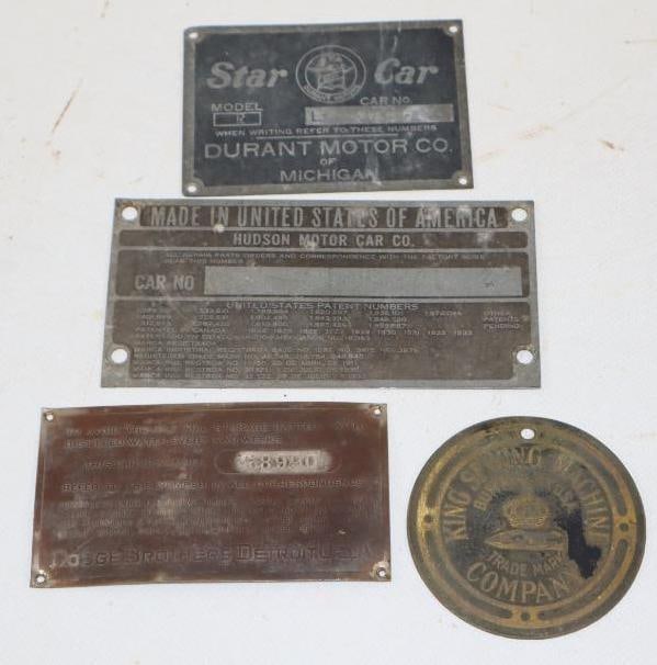 Group of 4 Hudson Star, Dodge And King Name Plate Emblems (1 of 2)