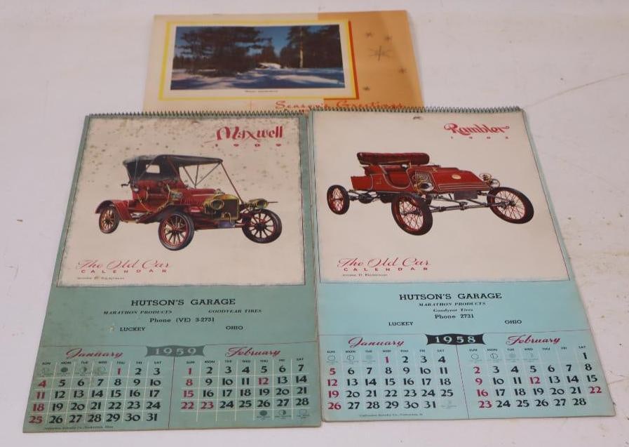 1950s Group of 3 Case Farm Tractor and Hudson Garage Old Car Calendars (1 of 7)