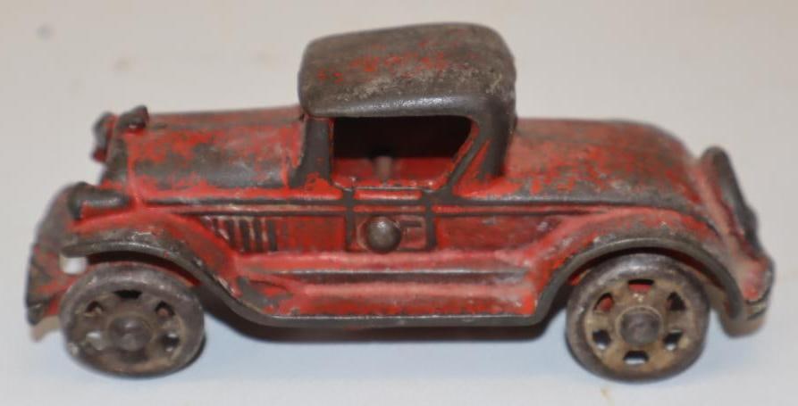 A.C. Williams Red Coupe Cast Iron Toy Car: 5x1.75x2.25