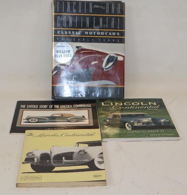 Group Of 4 Lincoln Continental And Zephyr Car Books: Largest Is 9.5x12.5x1