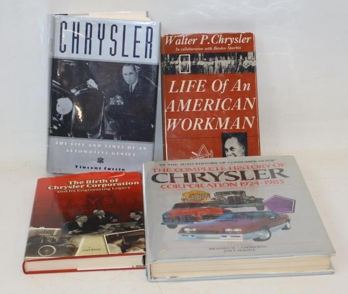 Group Of 4 Chrysler Automobiles Hardbound Car Books: Largest Is 9.5x11x1.25