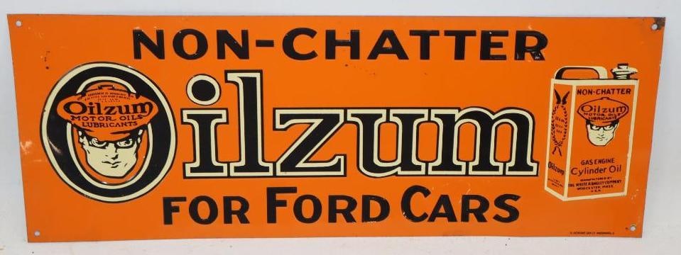 Embossed Oilzum Reproduction Tin Tacker Sign: 16x6