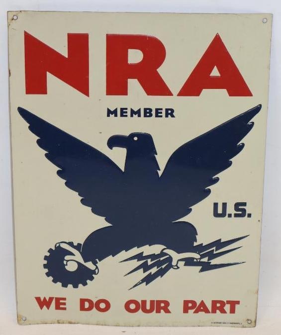 Embossed NRA Member Reproduction Advertising Sign: 9x12