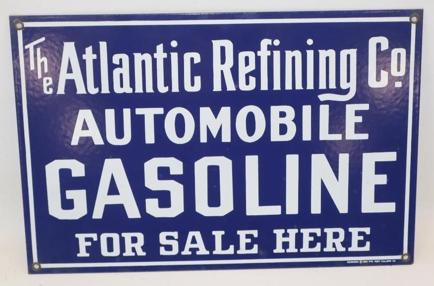 Atlantic Refining Co. Automobile Gasoline Reproduction Porcelain Advertising Sign: 14.25x9.5