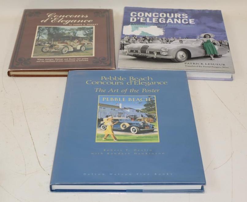 Group Of 3 Concours D'Elegance Hardbound Automobile Books: Largest Is 10x13x1