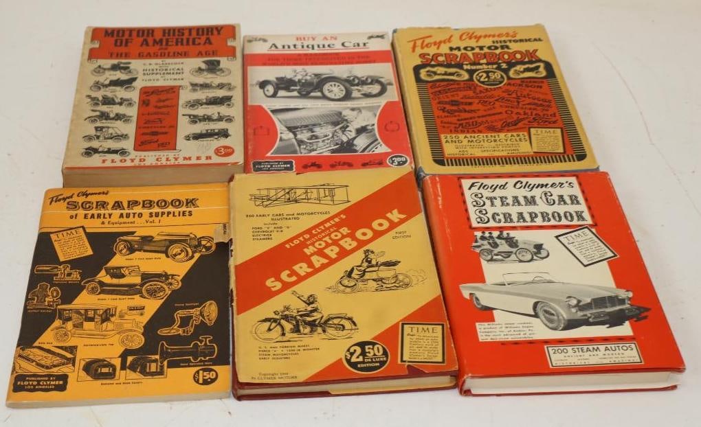 Group of 6 Floyd Clymer's Scrapbook and Early Automobile Books: 5.5" x 8.5" x .75" each