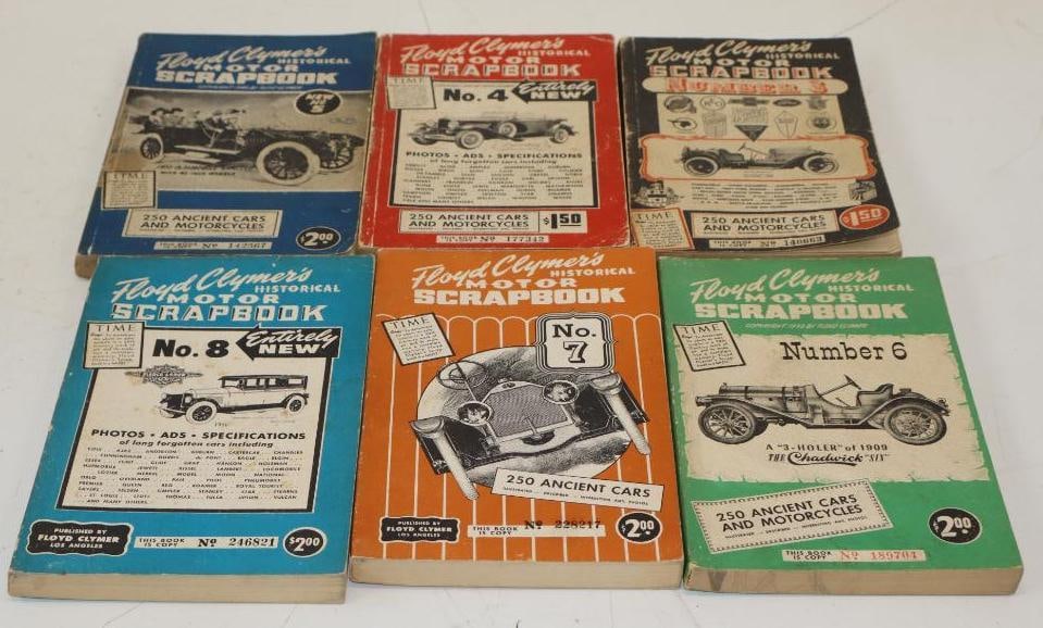 Group of 6 Floyd Clymer's Motor Scrapbook Volumes 3-8
