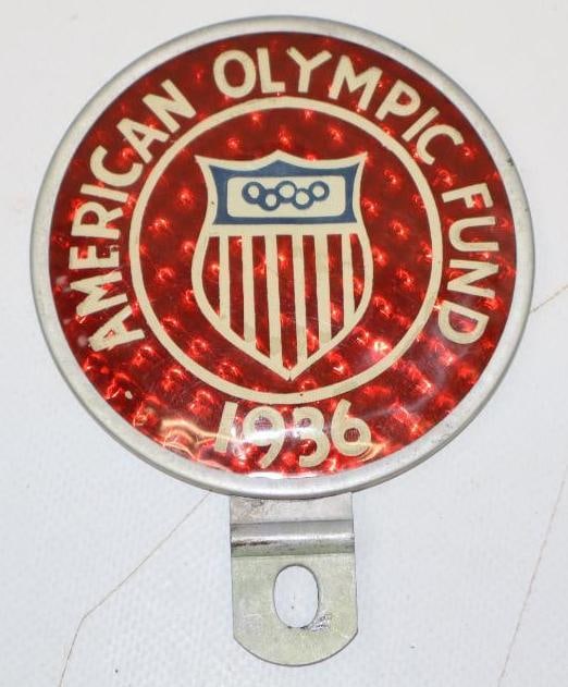 1936 American Olympic Fund Reflective License Plate Topper (1 of 2)