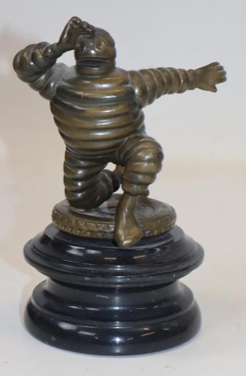 Michelin Bibendum Brass Automobile Radiator Mascot Mounted On Resin Base: 3.75X3.75X6.25