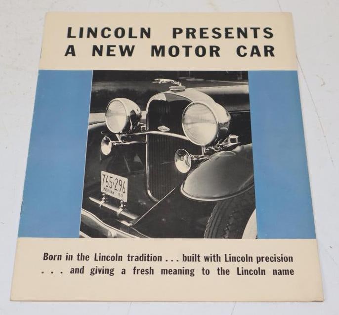 1931 Lincoln Presents a New Motor Car Dealership Brochure Book: 8.5" x 11"