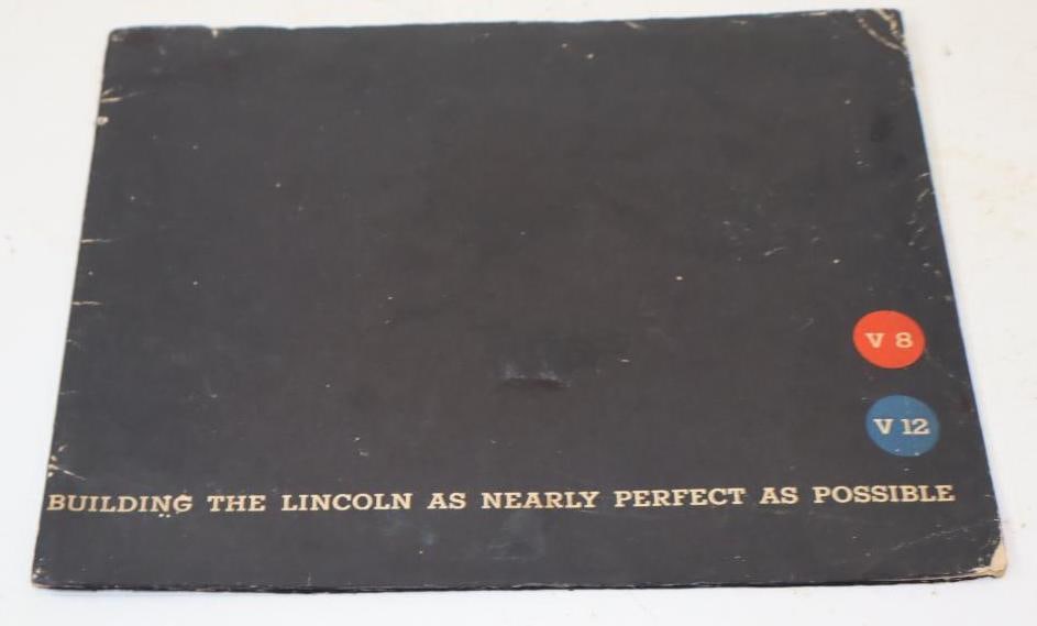 1930's Lincoln V8 & V12 Dealership Brochure Book: 13" x 10.5"
