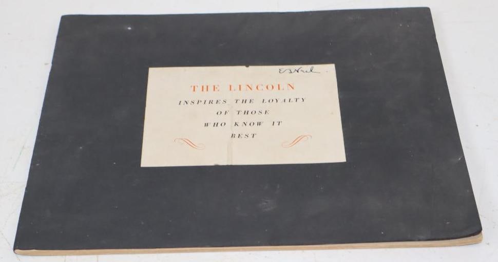 The Lincoln Inspires the Loyalty of Those Who Know it Best 1930's Book: 12.75" x 10"