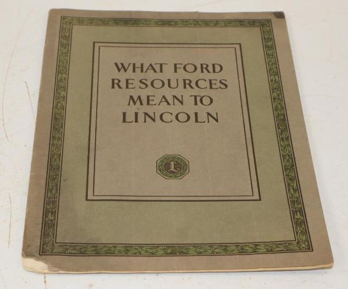 1923 What Ford Resources Mean to Lincoln Dealership Book: 9" x 12"
