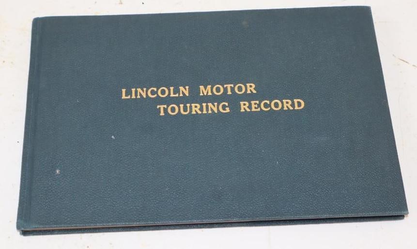 Unused 1911 Lincoln Motor Touring Record Book: 8.5" x 5.75"