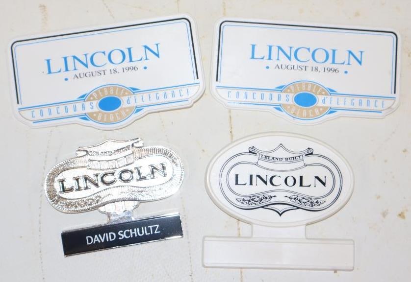 Group Of 4 Pebble Beach Lincoln Car Show Name Badges: Largest Is 3.5x2