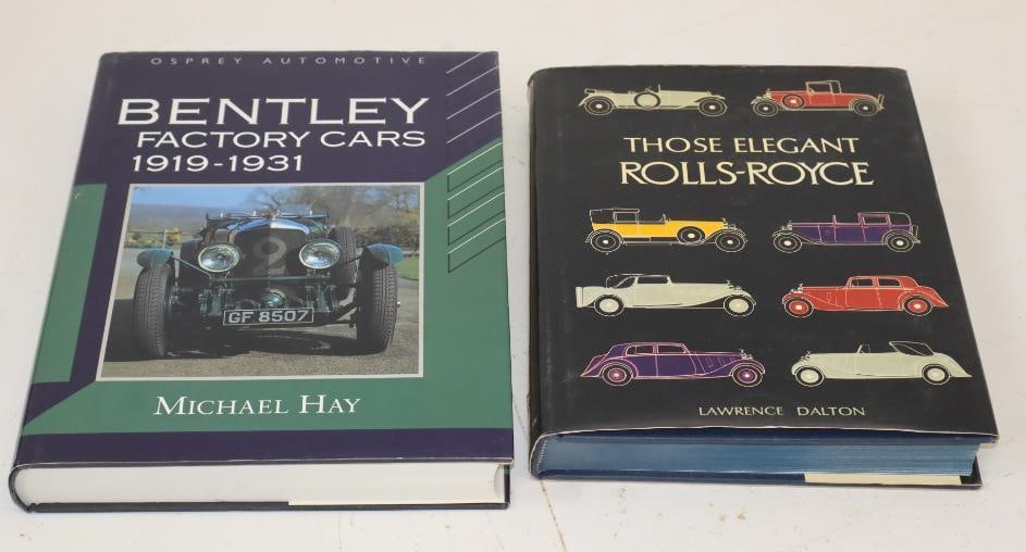 Group of 2 Bentley, and Rolls Royce Hardbound Automobile Books: largest 8" x 11" x 1.5"