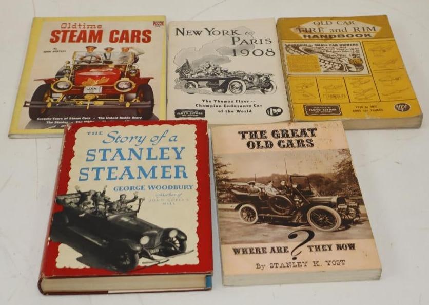 Group of 5 Stanley Steamer, and Other Early Automobile Car Books: largest 6" x 8.5" x 1"
