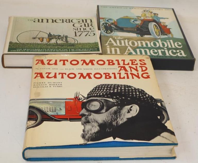 Group of 3 American Automobile and Automobiling Hardbound Books: largest 11.5" x 13.5" x 1.5"