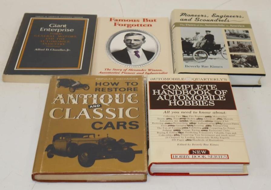 Group of 5 Early Automobile and Founder Books: largest 7" x 9.5" x 1"