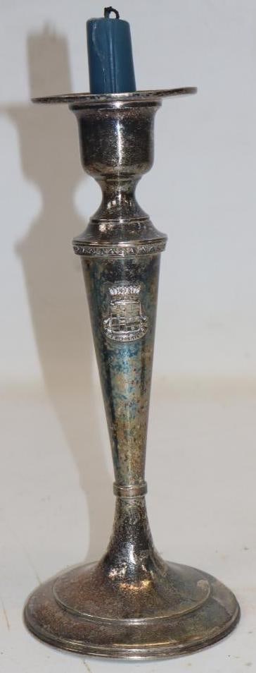 Book-Cadillac Nickle Silver Plated Candelabra: 4.25x4.25x9.5 Is Marked Albert Pick & Co.
