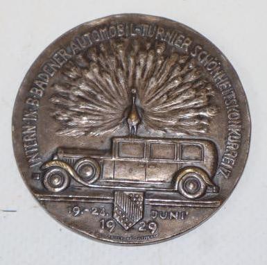 1929 Tern-IX-B-Baden Automobile Tournament Beauty Competition Second Prize Class Medalion: 2x2