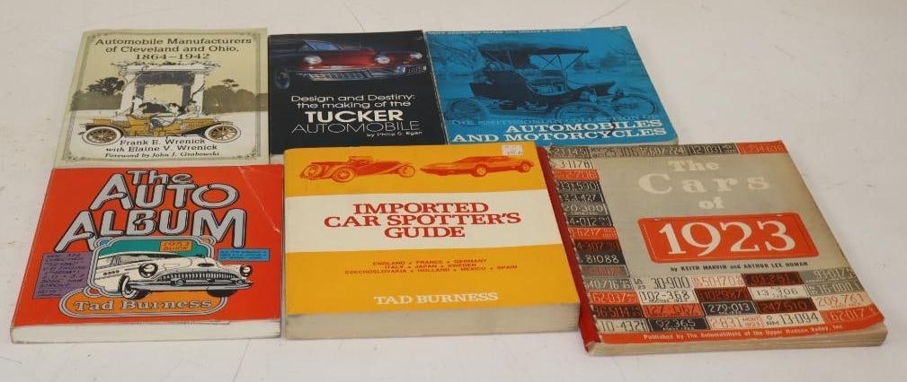 Group of 6 Foreign, Domestic, and 1923 Car Books: largest 9" x 11" x .5"